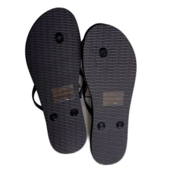 Women's West Loop Summer Beach Two Toned Black White Flip Flops Various Sizes - Picture 2 of 3